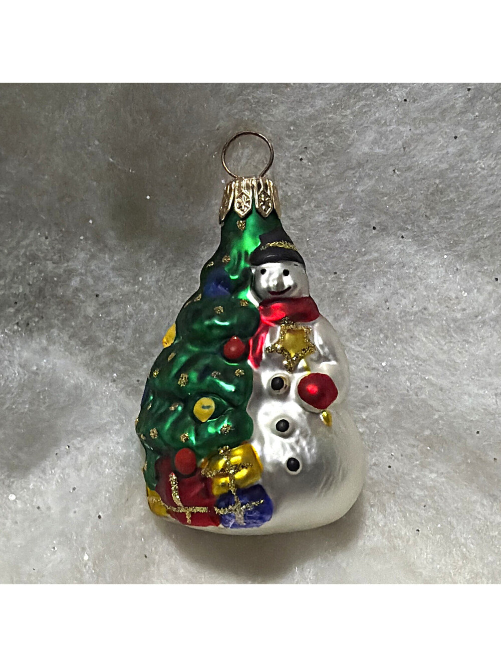 Multicolor Christmas Snowman Glass Hanging Ornament, Adult Decor, 1 Item